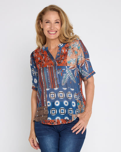 Amira Top - Rust Patchwork
