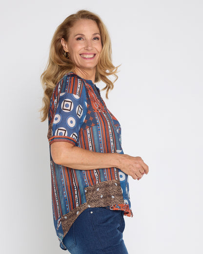 Amira Top - Rust Patchwork