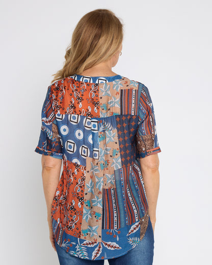 Amira Top - Rust Patchwork