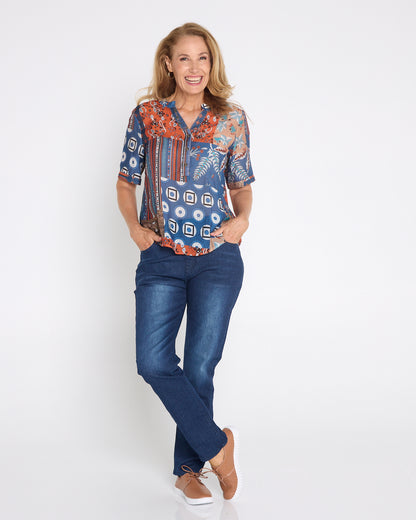 Amira Top - Rust Patchwork