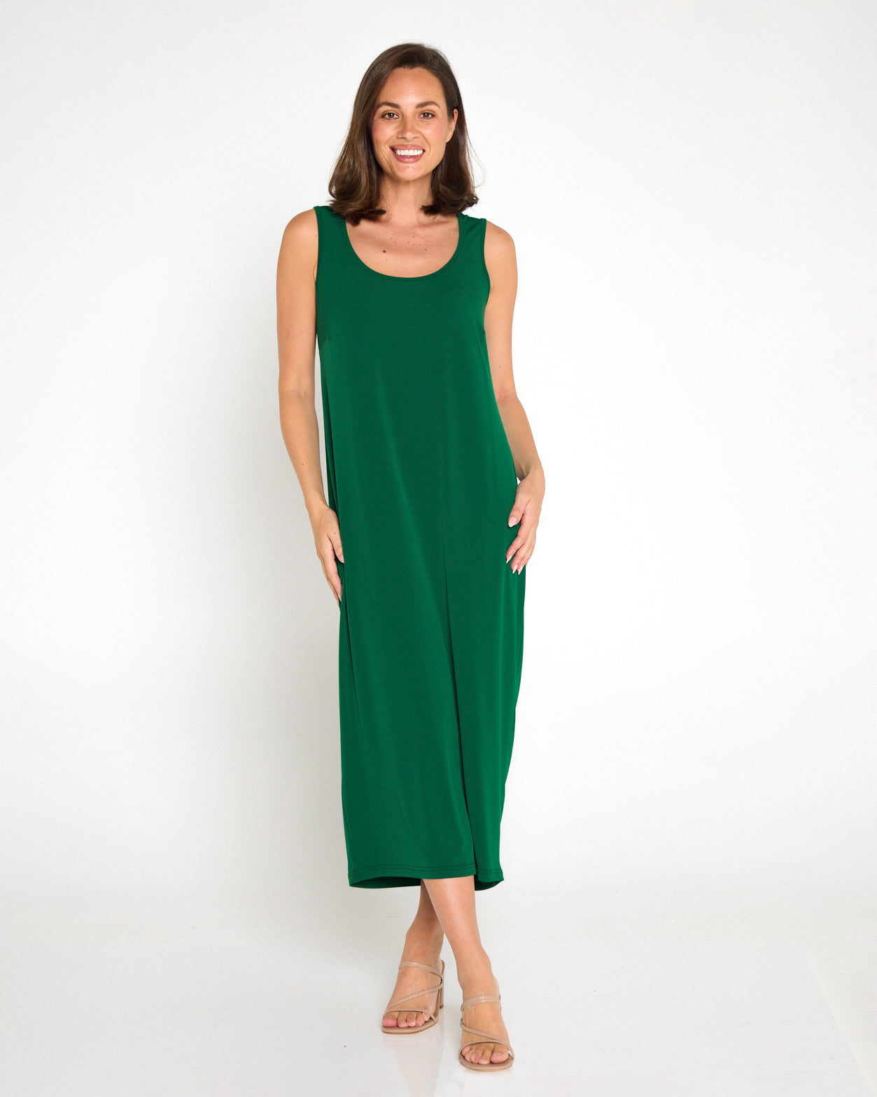 Amy Midi Stretch Slip - Emerald