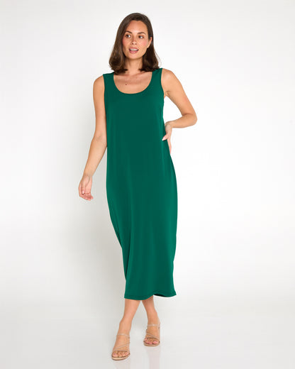 Amy Midi Stretch Slip - Forest