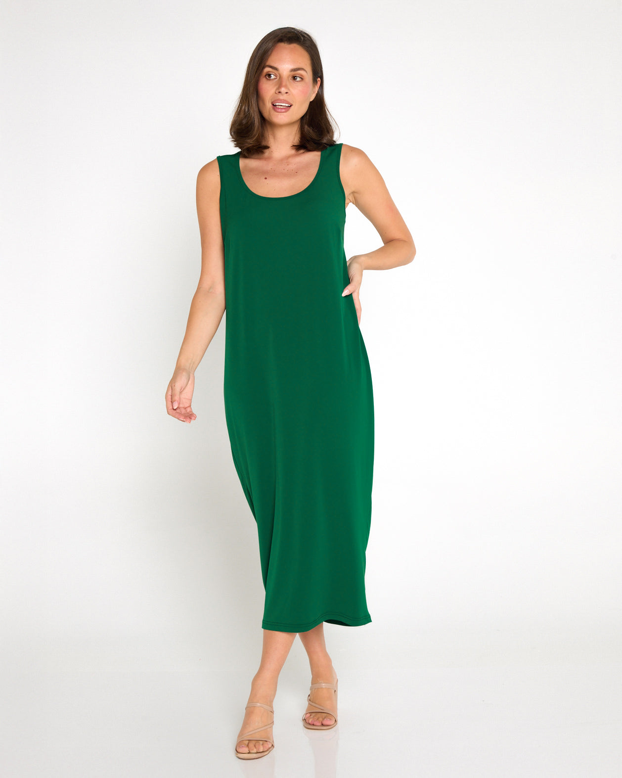 Amy Midi Stretch Slip - Emerald