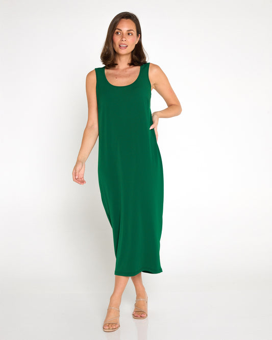 Amy Midi Stretch Slip - Emerald