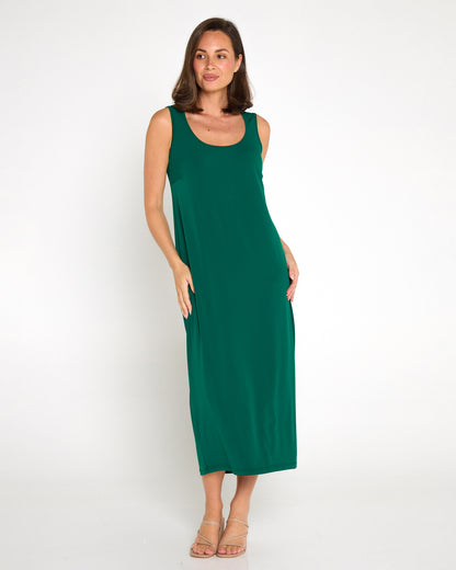 Amy Midi Stretch Slip - Forest