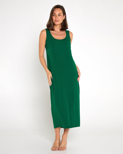 Amy Midi Stretch Slip - Emerald