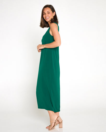 Amy Midi Stretch Slip - Forest