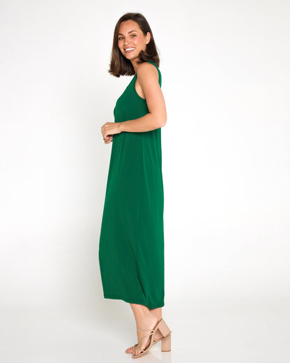 Amy Midi Stretch Slip - Emerald