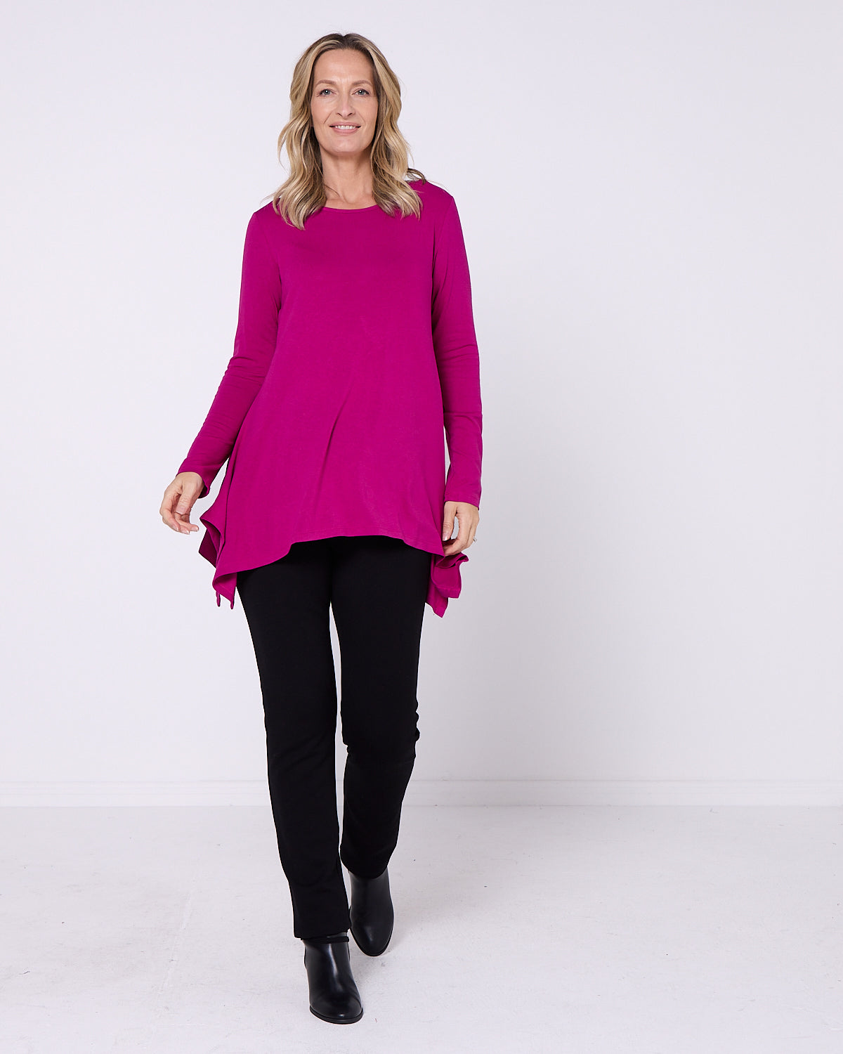 Andrea Long Sleeve Top - Magenta