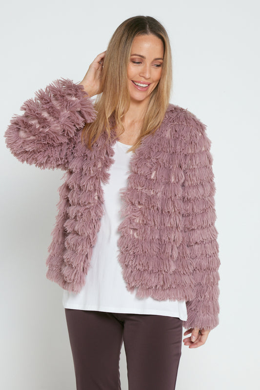 Angelina Fluffy Jacket - Dusty Pink