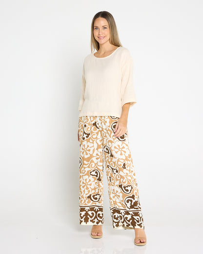 Aloha Shirt & Pants Set - Caramel Choc