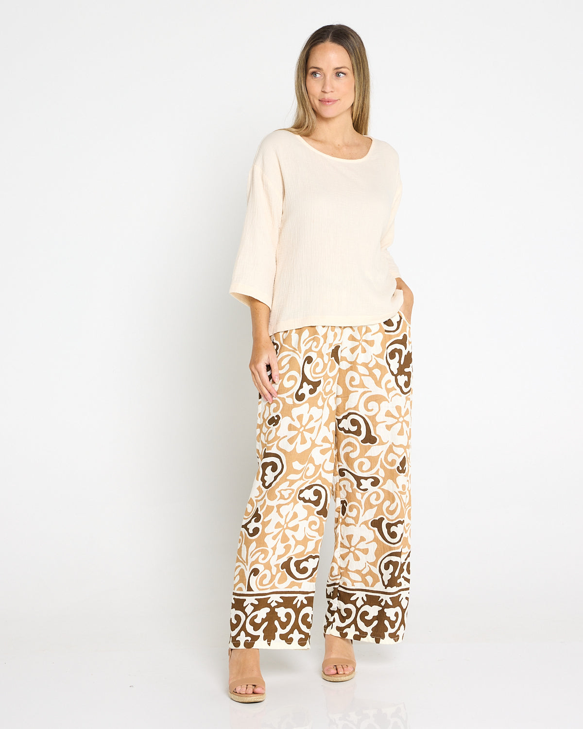 Aloha Shirt & Pants Set - Caramel Choc