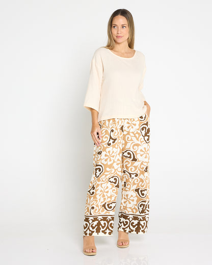 Aloha Shirt & Pants Set - Caramel Choc