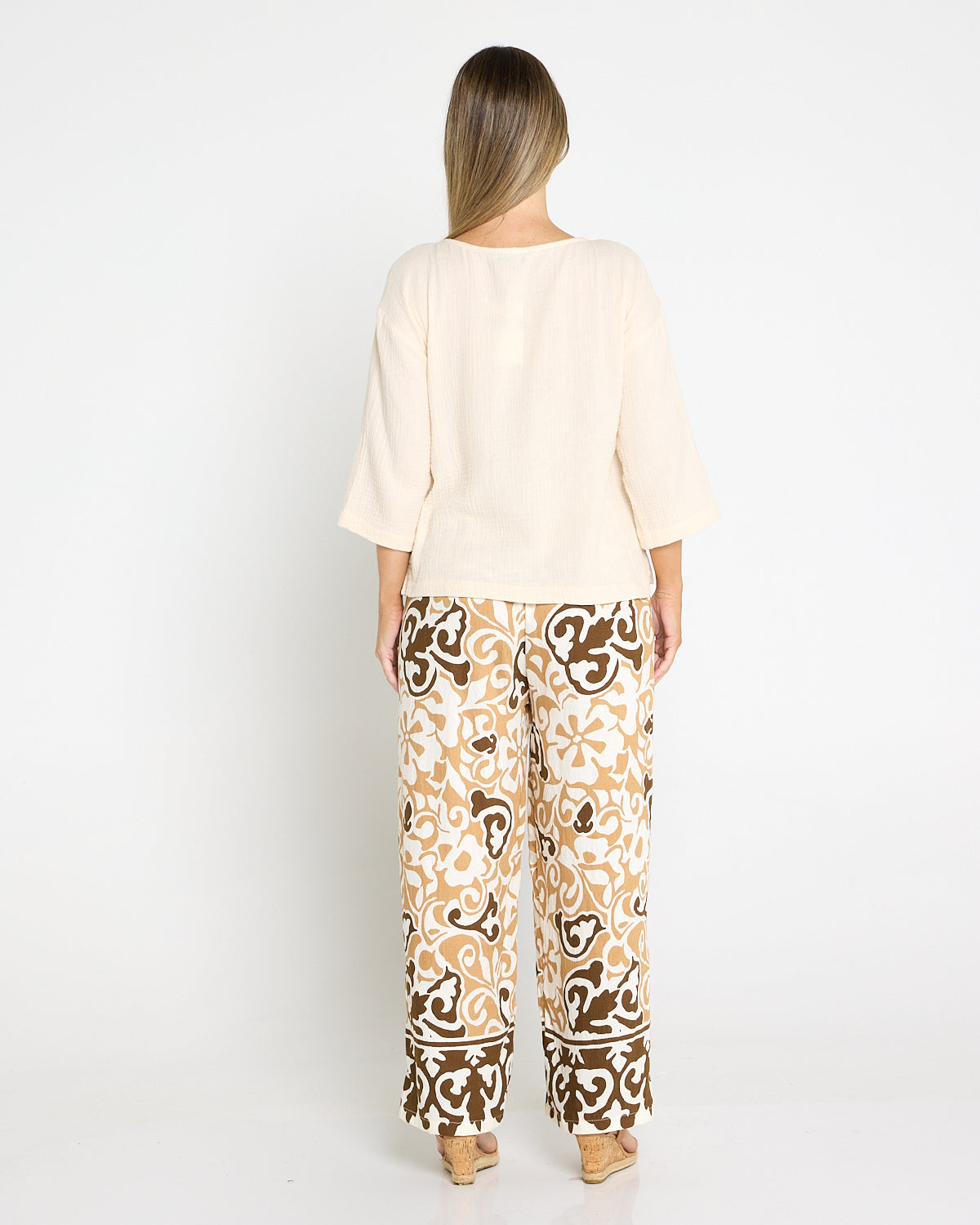 Tarin 3/4 Sleeve Top - Cream