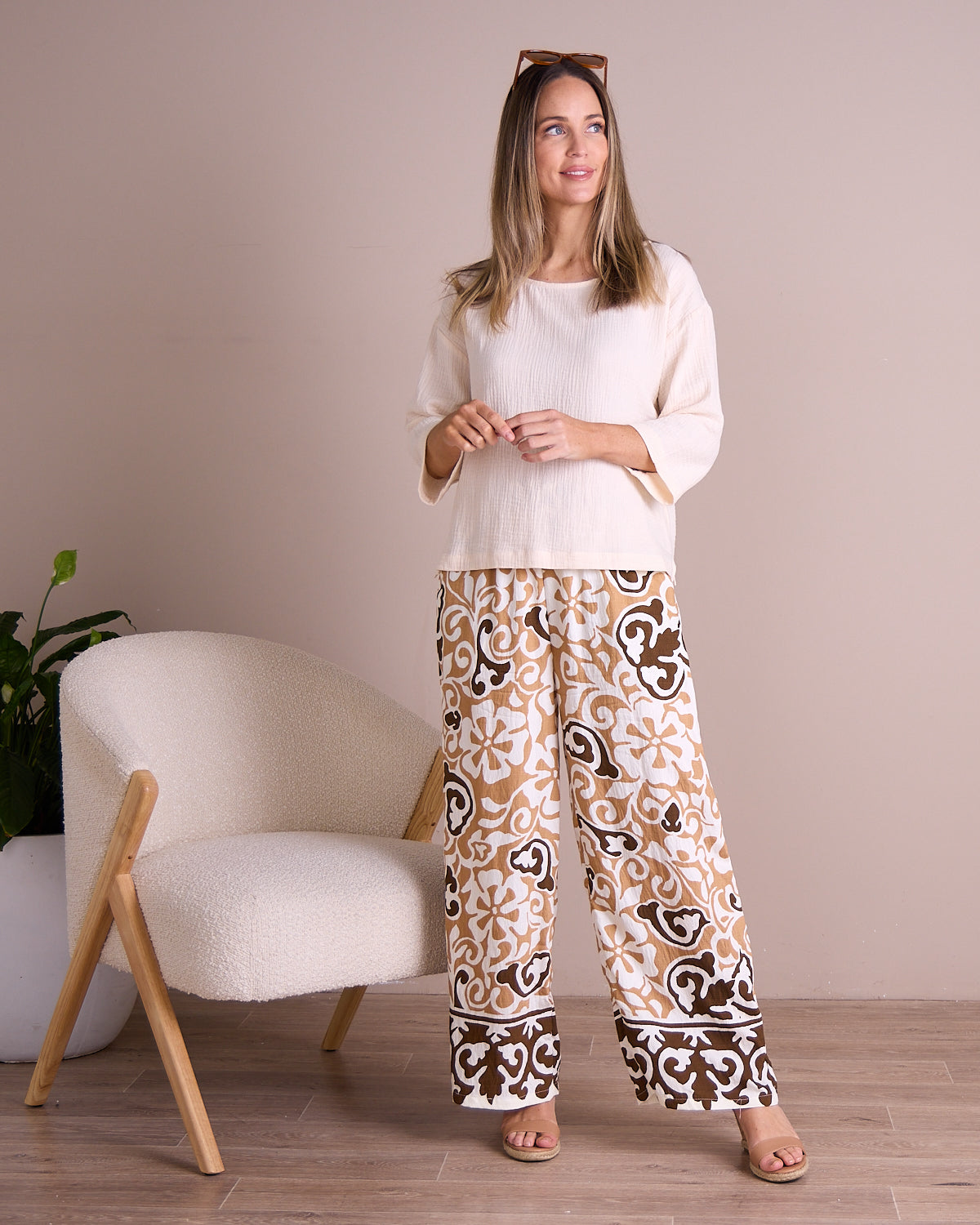 Aloha Shirt & Pants Set - Caramel Choc