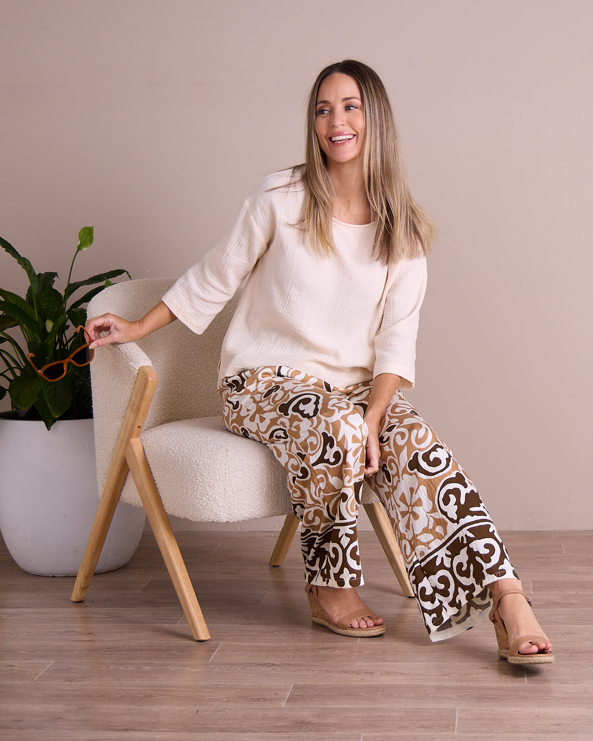 Aloha Shirt & Pants Set - Caramel Choc