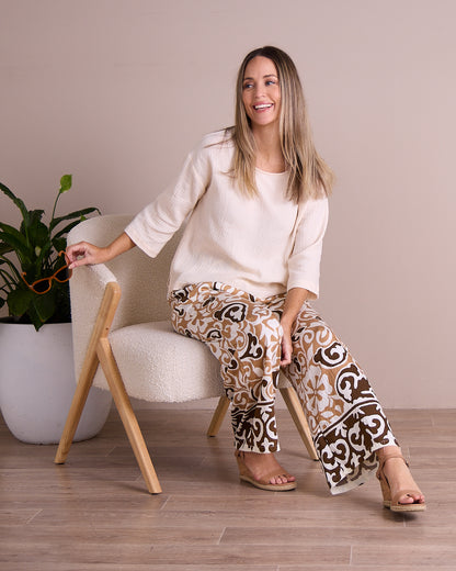 Aloha Shirt & Pants Set - Caramel Choc