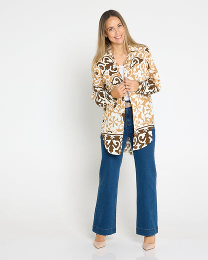 Aloha Shirt & Pants Set - Caramel Choc
