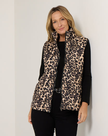 Katoomba Puffer Vest  - Leopard Print