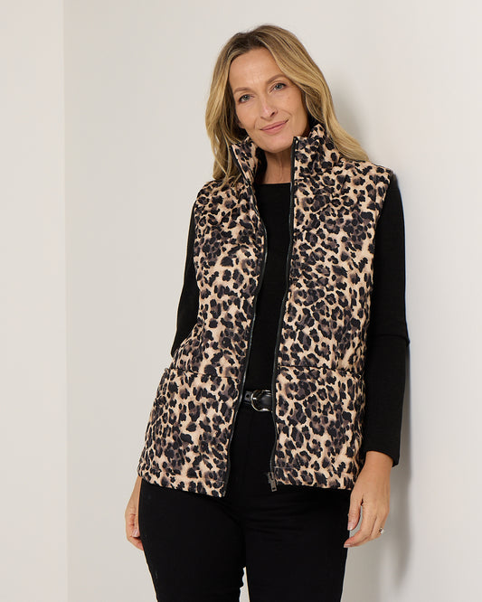Katoomba Puffer Vest  - Leopard Print