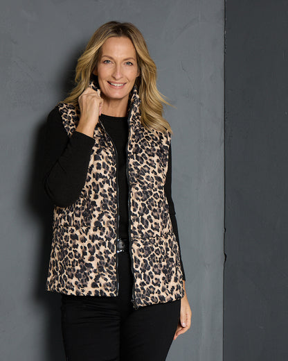 Katoomba Puffer Vest  - Leopard Print