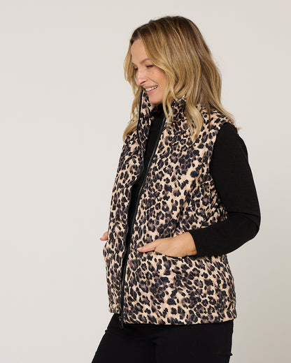 Katoomba Puffer Vest  - Leopard Print