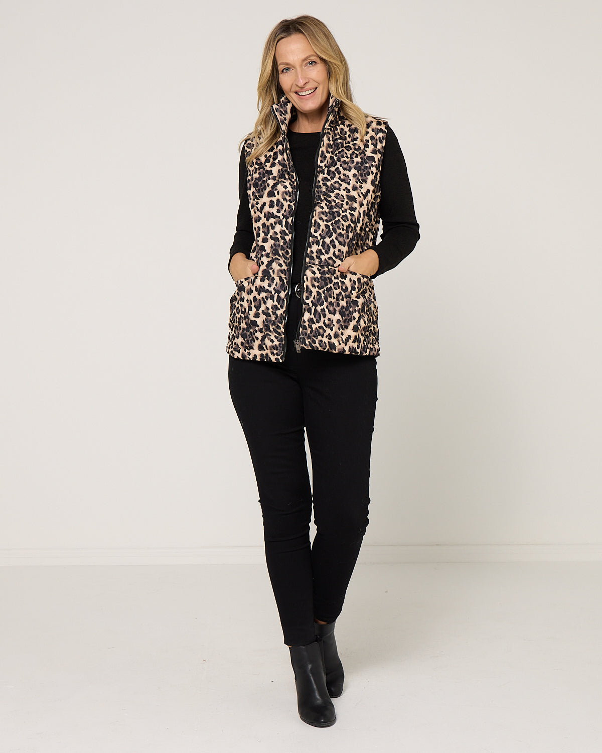 Katoomba Puffer Vest  - Leopard Print