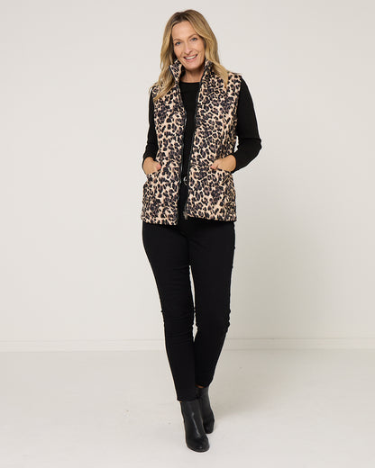 Katoomba Puffer Vest  - Leopard Print
