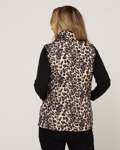 Katoomba Puffer Vest  - Leopard Print