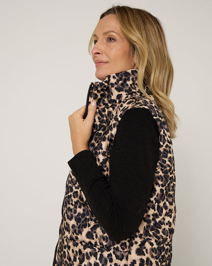 Katoomba Puffer Vest  - Leopard Print
