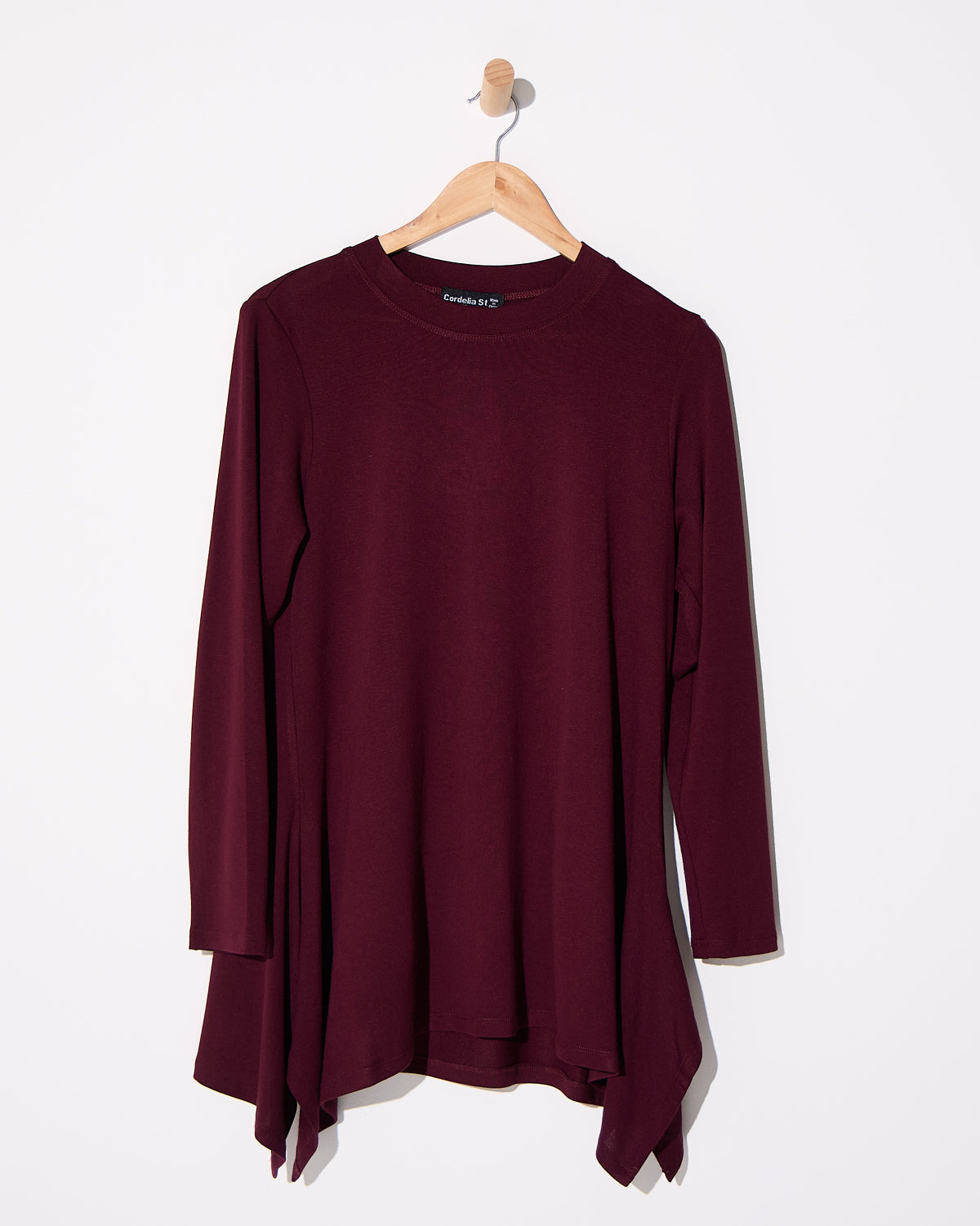 Andrea High Neck Swing Top - Burgundy