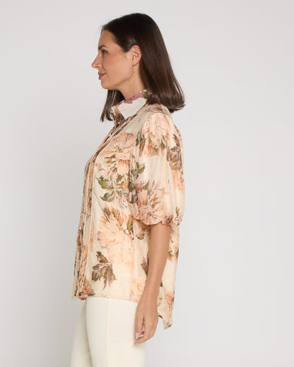Indiana Short Sleeve Blouse - Antique Roses