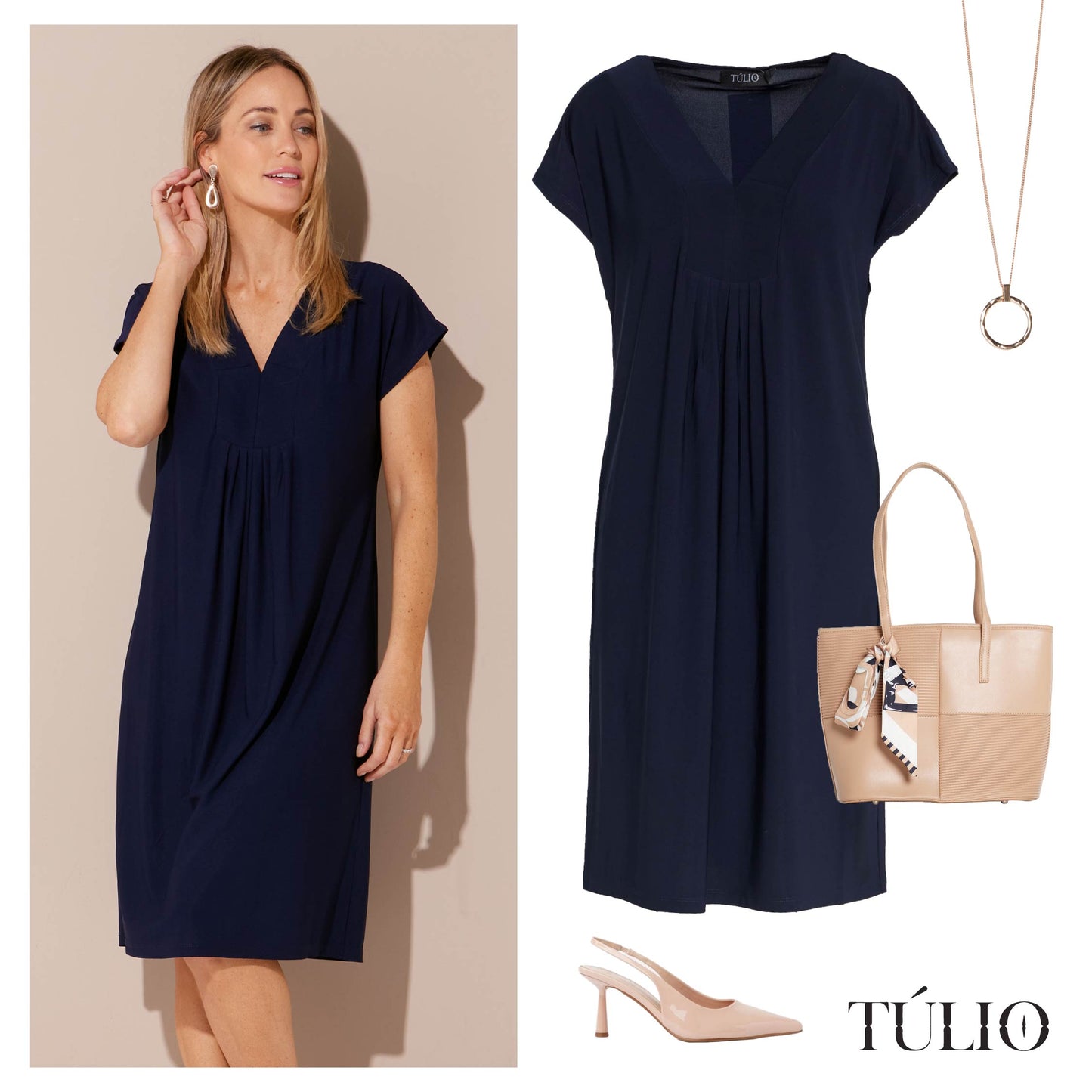 Anwen Petite Must Have Dress - Navy