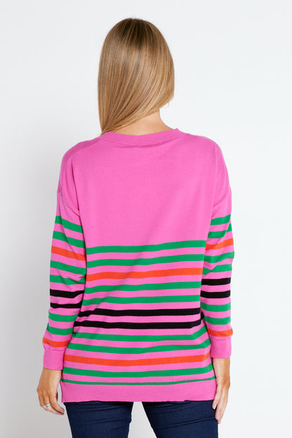 Ariana Knit Top - Pink/Green Stripe