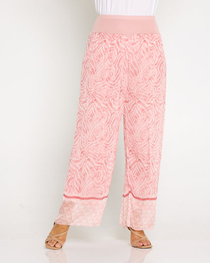 Arlette Silk Pants - Shell Pink Swirl