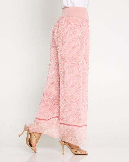 Arlette Silk Pants - Shell Pink Swirl