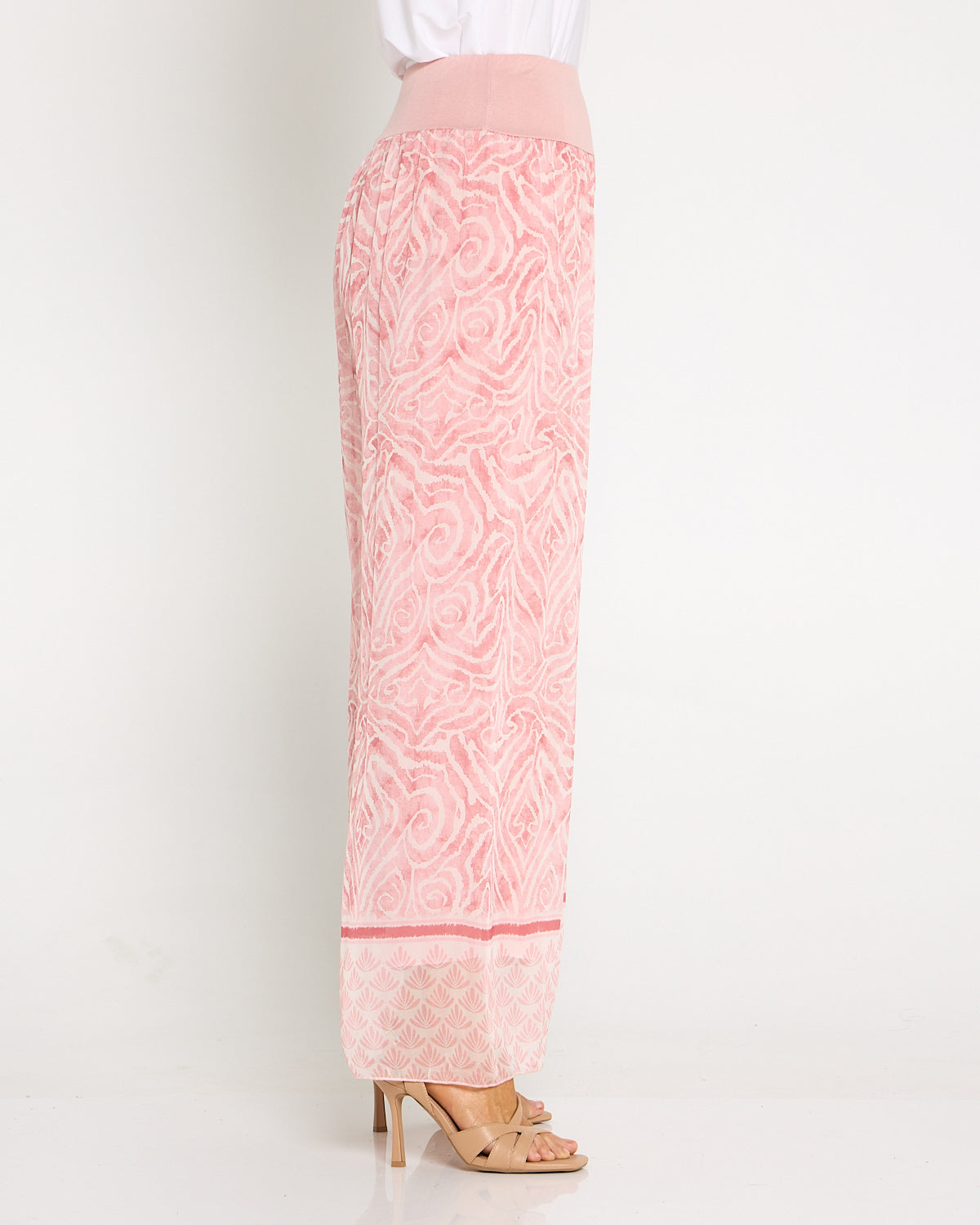 Arlette Silk Pants - Shell Pink Swirl