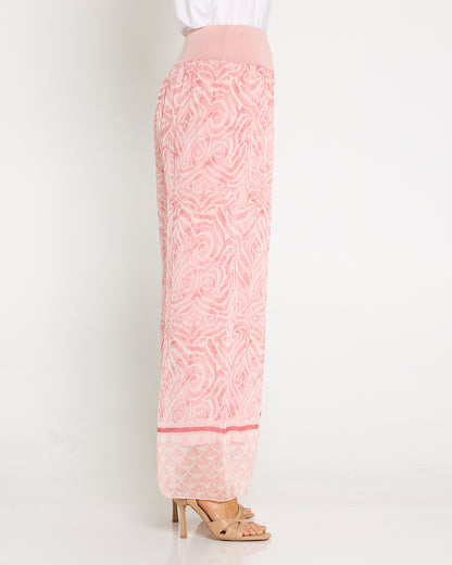 Arlette Silk Pants - Shell Pink Swirl