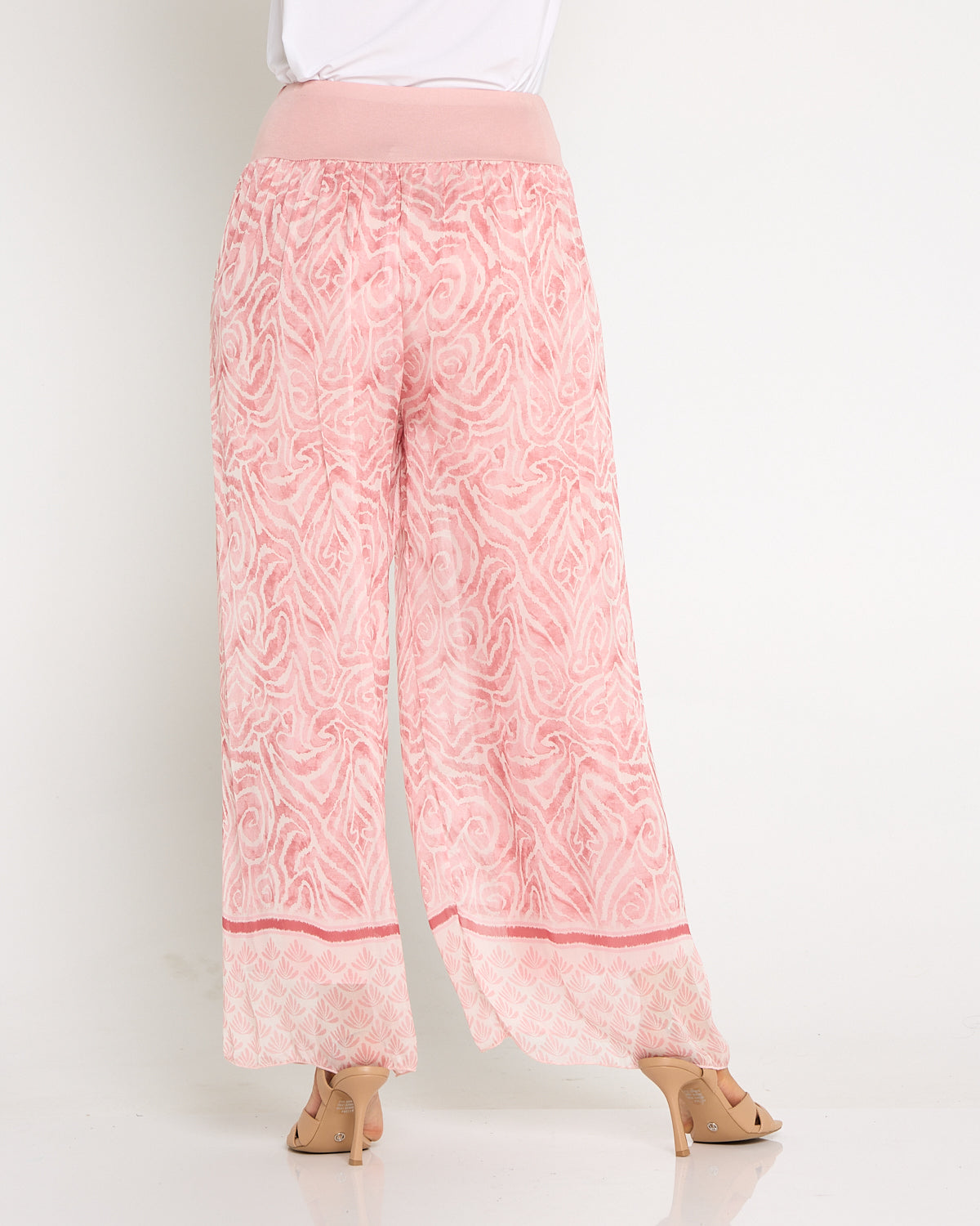Arlette Silk Pants - Shell Pink Swirl