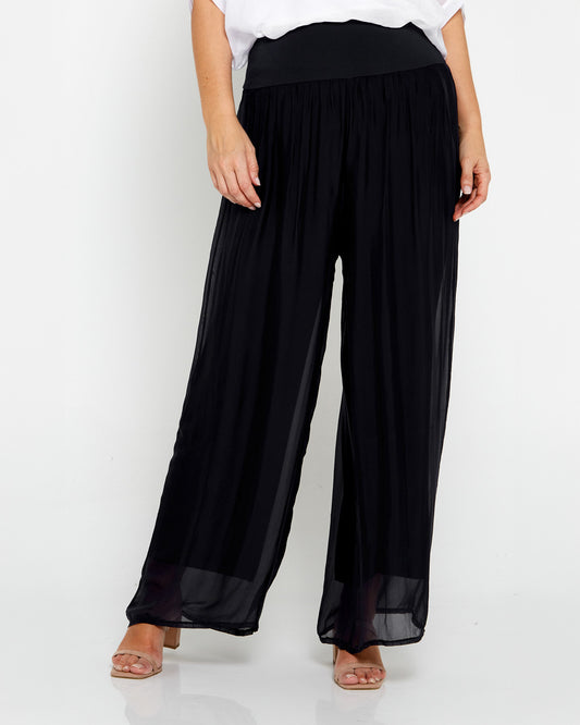 Arlette Silk Pants - Black