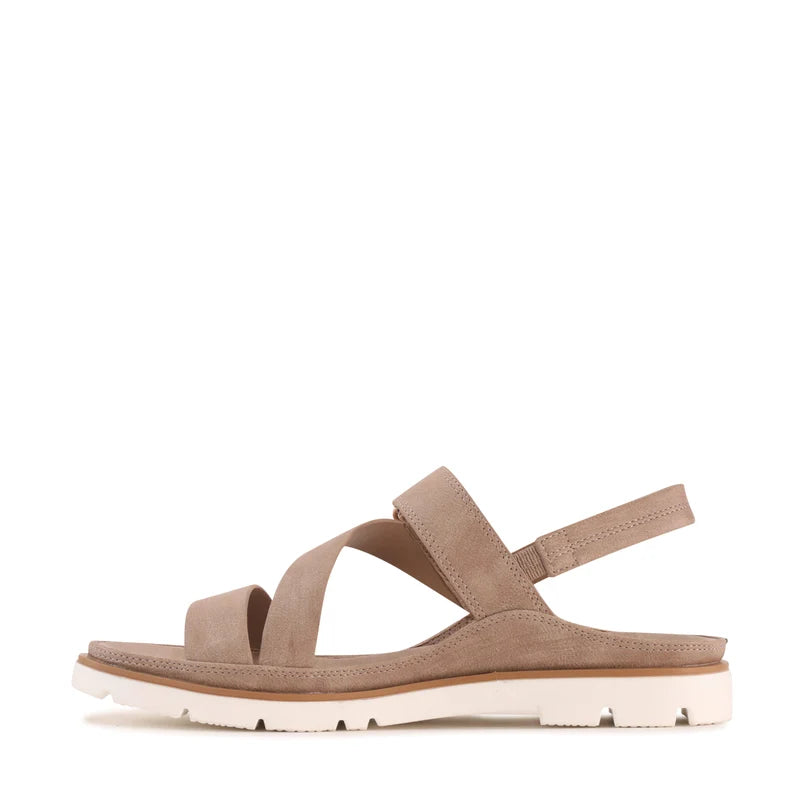 Ashli Lightweight Sandal in light taupe, inner side profile showing the crossover straps
