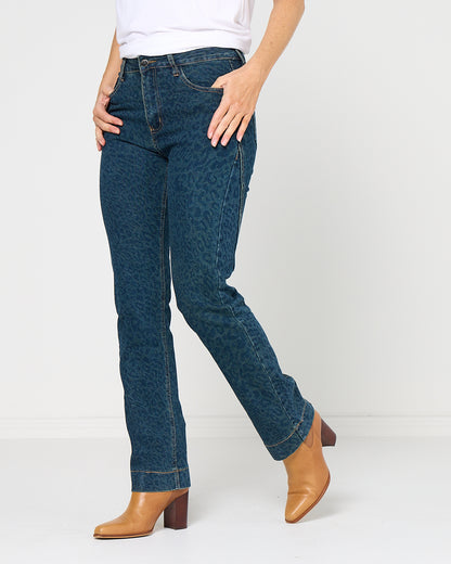 Aspen Jean - Indigo Leopard