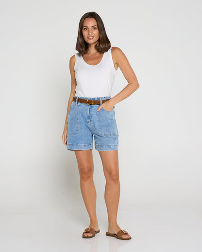 Atlas Denim Short - Mid Blue Wash