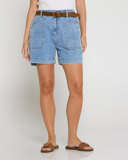 Atlas Denim Short - Mid Blue Wash