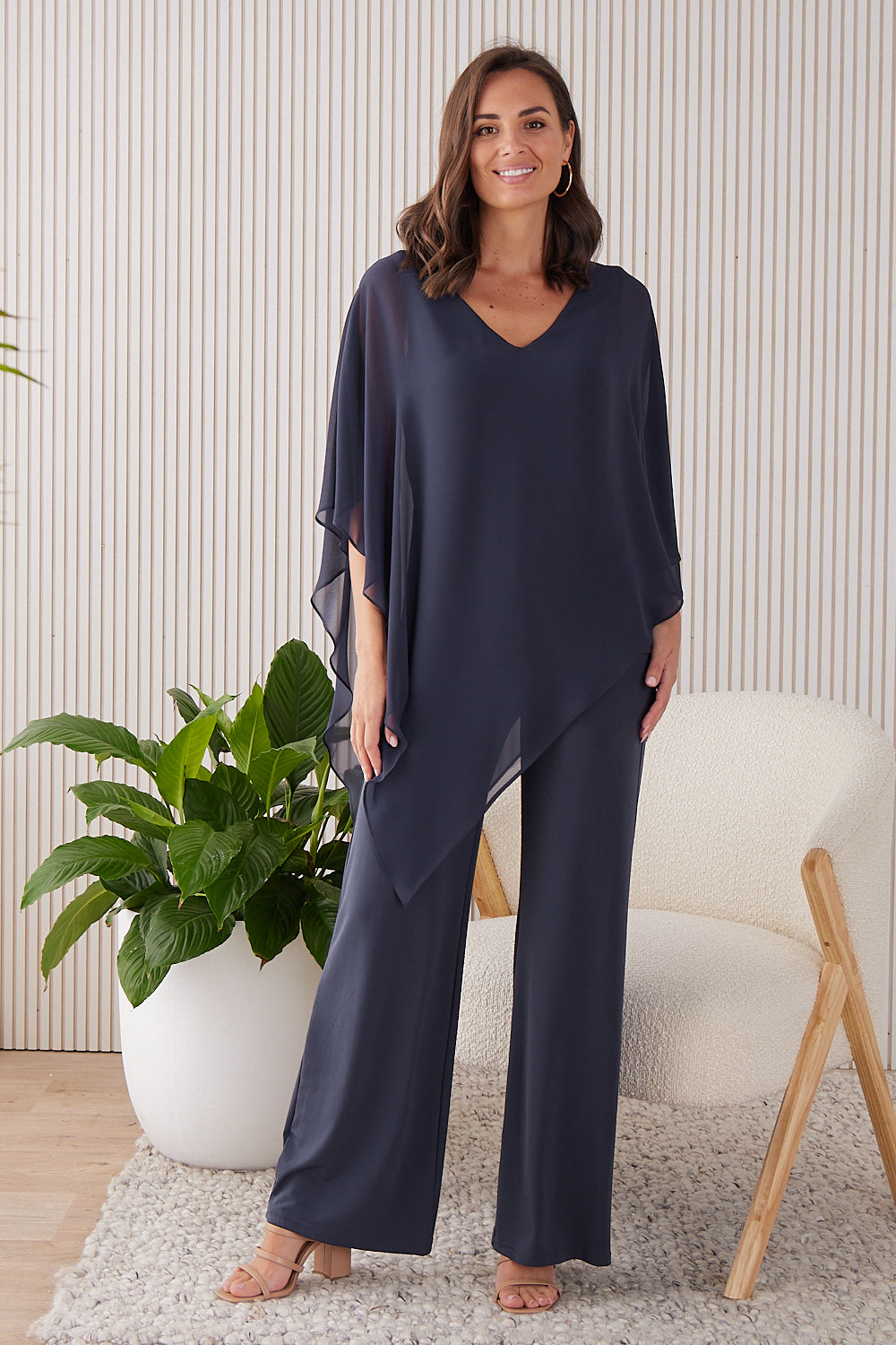 Kamala Wide Leg Pants Charcoal TULIO Fashion