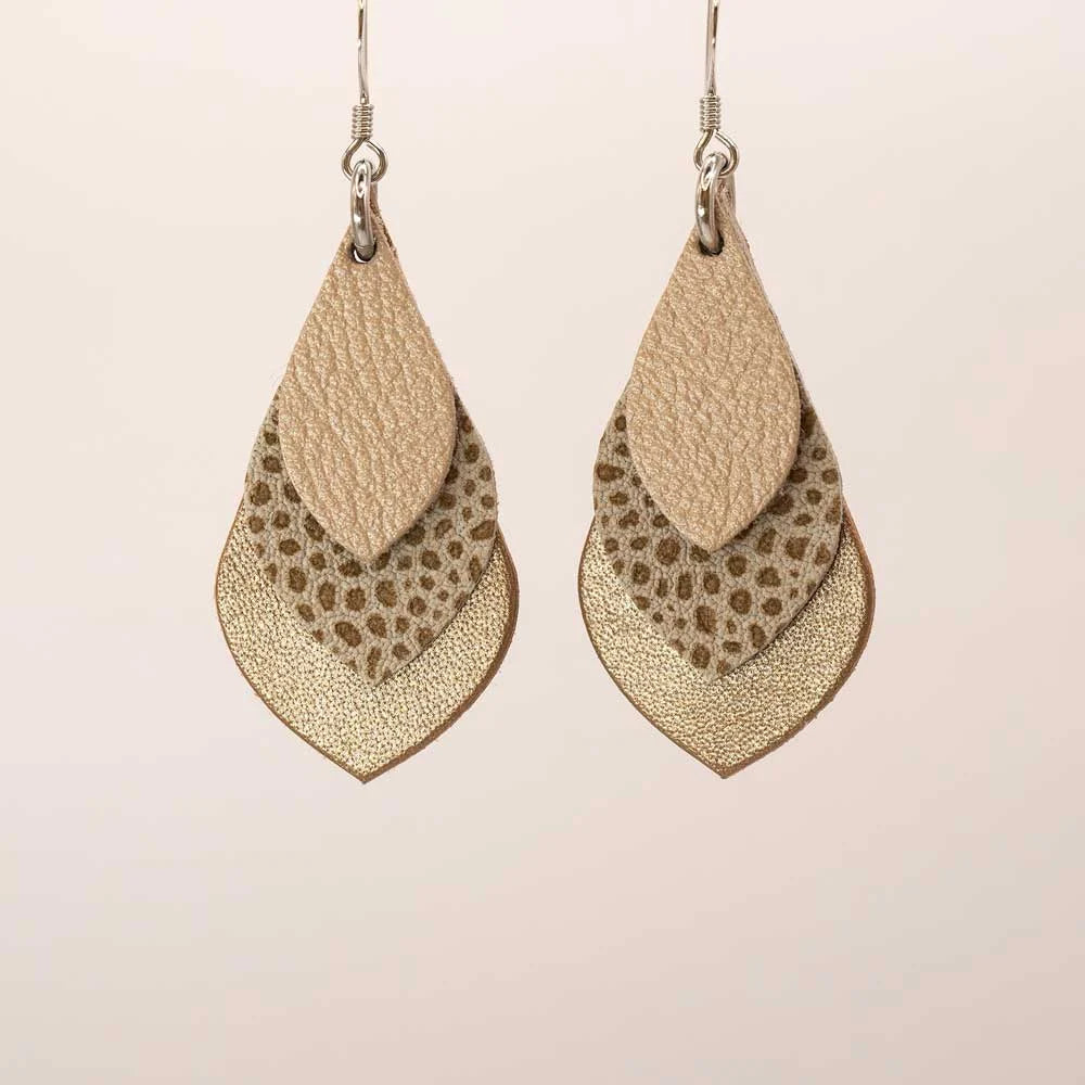 Savannah Teardrop Leather Earrings – Animal Print