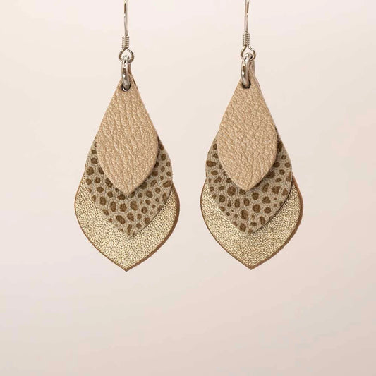 Savannah Teardrop Leather Earrings – Animal Print