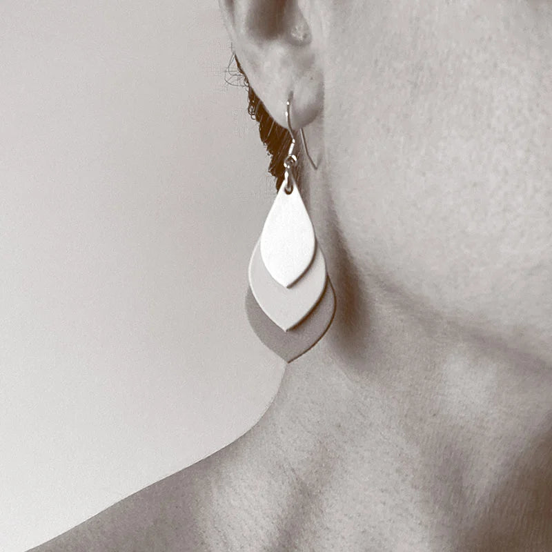 Lavender Bloom Teardrop Leather Earrings – Purple