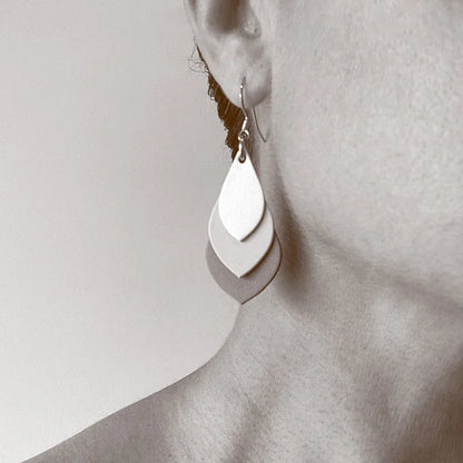 Lavender Bloom Teardrop Leather Earrings – Purple