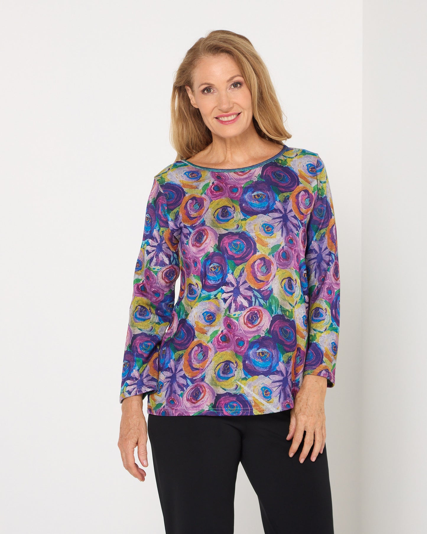 Rory Knit Top - Abstract Flowers